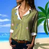 Frauenblusen trendy Sommerhemd Langarm Hawaiian Spring Geometrie Print Shirts Frauen Einfache Büro Dame Bluse Plus Größe