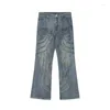 Heren jeans reddachic spat inkt flare voor mannen ontspannen noodlijden linie patchwork vintage bootcut denim broek y2k harajuku streetwear