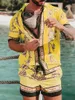digital print mens summer tracksuit shirt suits hawaii printing sets top quality men's tracksuits hip hop shorts and shirt plus size 3xl designer fashion blouse shirt