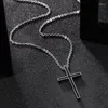 Anhänger Halsketten luxuriöser Pullover Kreuz Schwarzöl Tropf Schlüsselbeutel Kettenkettenschmuck mit Titanstahl für Frau Mann Bankett