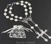 Party Favor SimpleWoo First Communion Gifts Doop Rosary Rosary Recuerdos de Bautizo Quinceanera Whitesilv Pack van 12PCS1605039