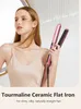 Ангенил Арган Масло Плоское железо для женщин выпрямить волосы и бирлер 2 в 1 Профессиональный портативный керамический розовый 240425