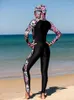 Kvinnors badkläder dykdräkt Kvinnor Jumpsuit One Piece Wetsuit Swimsuit långärmad badning surfing baddräkter dyk hud för
