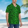 Mäns casual skjortor leopard djur hawaii skjorta man semester lime grön svart kort ärm gatakläder design lösa överdimensionerade blusar