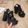 Ubierz buty Summer Chunky Heele Sandals Women Burekle Pasp Otwarty palca platforma Super Heels moda moda biała czarna czarna czarna