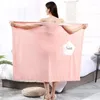 タオル135x105cmバスホーム女性ウェアラブルラップアダルト吸収水ポリエステルドライヘアスカートロングスタイルのバスルーム洗えるバスローブ