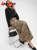 Röcke Leopard Print Maxirock A-Line Damens Sommer Satin Long taillierter elegantes Vintage Slim Office Seide 2024