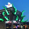 10MH (33 ft) med fläktkonstskulpturgrön uppblåsbar bläckfisk tentakler med LED -lampor jätte bläckfisk fötter tak och väggdekoration för halloween