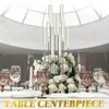 Украшение вечеринки 10 рук пол канделябрс свадебные подсвечники акриловой стол прозрачный канделябра с центральными пузырями