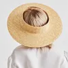 Cappelli da sole rotondi estivi vuoti per donne eleganti ampia grande cappello da spiaggia di spiaggia di spiaggia per spiaggia casual capspe protezione da protezione sombrero 240429