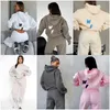 Feminino de pista feminino Mulheres Capuz de 2 peças Crie time de pullover de moletons esportivos de manga longa com capuz