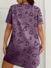 Plus size love print korte mouw nachthemd dames grote micro stretch casual ronde nek loungewear jurken 240425