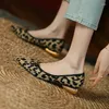 Scarpe eleganti in metallo puscate puntate donne donne moda 2024 autunno primaverile per tacchi a basso contenuto di leopardo