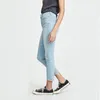 Jeans para mujeres 2024 Pantalones de mezclilla de verano la elasticidad de color azul claro Mujeres delgadas