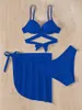 Women's Swimwear Sexy Halter Bikini Women Female Swimsuit 3 PCS With Skirt Padded Set Bather Bathing Suit Swim Lady