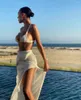 Farben 2024 Sonnenschutz Strandkleid für sexy Mädchen V-Ausschnitt Schwimmabdeckungen Rückenfreier Biquinis Kaftan Bohemian Solid