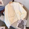 여자 재킷 짧은 야구 재킷 2024 패션 한국 봄 가을 폭발 버클 자카드 캐주얼 윈드 브레이커 코트 여성 탑
