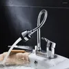 Waschbecken Wasserhähne Drei-Gang-Wasserhahn Flexibler Federbecken Kaltmixer Zinklegierung