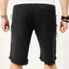 Streetwear Delessed Stapeled Spleiß Männer schlank gerade Jeans Shorts Sommer männlich solide Casu -Jean Fivepoint Hosen 240430