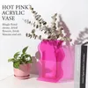 Vazen Acryl Bloemvaas voor esthetische kamer Decor Onregelmatige Burvy Wave Plastic Decoratieve slaapkamer woontafel - roze