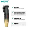 VGR Metal Professional 9000RPM Mens Hair Clipper 8W Rechargeable Hair Trimmer For Men Cordless Barber Electric Haircut Machine 240430