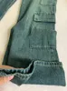 Jeans femininos de alta qualidade lavados calças de carga azul diariamente calças de bote de rua diárias 2000 Bolsos folgados estéticos coreanos de grandes dimensões