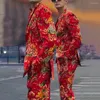 Мужские костюмы мужчины покрывают брюки в китайском северо -восточном стиле пышные цветочные карман