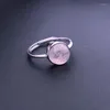 Anelli a grappolo Elegante anello di morganite naturale 925 Sterling Silver Beryl Gemstone 8mm per donna Regalo per feste di compleanno Lady Birthday