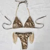 2023 sexy Bikini Badeanzug Neue Metallschmuckkette Hanges Hals Erwachsener Frauen geteilt