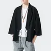 Vestes pour hommes de style chinois masculin kimono cardigan coton décontracté léger sept manches open stitch avant hanfu manteaux 5xl
