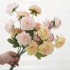 Dekorative Blumen 5 Köpfe künstliche Pfingstrose Seidenbraut Bouquet gefälschte Blumenzweige Home Hochzeitsfeier DIY Decor Supplies Handwerkstisch Arrangieren
