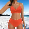 Swimwear féminin Deux maillots de bain High Waited Bikini fixent des maillots de bain doubles pour les deux maillots de bain pour 2024