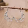 Dangle Earrings Moon Shape Hollow Out Women Vintage Tree Branch Silver Color Ear Pendant For Woman Jewelry Accessories