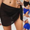 Wyrj femmes plage porte des femmes enveloppe transparente couverture de nœud up up jupe plage wrap bikini bottoms transparent sarongs wraps couverture pour les maillots de bain couvre-la jupe d240501