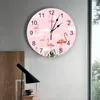 Horloges murales Flamingo Clouds roses horloge de chambre à coucher grande cuisine moderne salle à manger rond salon Regarder la décoration intérieure