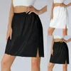Lässige Kleider Frauen halbe Ausrutscher unter Kleid Spitze Saum elastische Taille Petticoat Unterrocks Knie Länge Midi Rock Strecke für