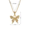 Choker 2pcs Collier en couleur or et plaqué argenté Petit pendentif de papillon frais avec des bijoux de clavicule de diamants complets