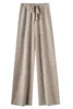 Women's Pants Soft Waxy Cashmere Wide-leg Drooping Feeling Lazy Wind Knitted Straight Padded Outer In Autumn An