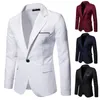 Ternos masculinos homens elegantes masculino blazer streetwear casaco de manga regular de lapela de cor pura macia