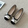 Casual Shoes 2024 Women Flats Fashion Colored Soft Leather Ballet Square Toe Bow Low Heels Shallow Mouth Mujer