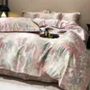 Bedding de seda natural Conjunto de cetim de cetim de seda alta Single Double Queen Size Printing Duvet Luxury 240415