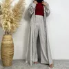 Ropa étnica Ramadán Abayas para mujeres Cárdigan de satén impresa con pantalones Turquía Modestía de túnica Mujer marroquí Mujer musulmán Kaftan Kimono