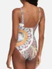 Vintage Geometric Figure Floral Print Swimwear Feme Feme Feme One Piece Massuit et couvre les vêtements de plage d'été 2024