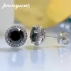 Gestüt Ohrringe Panyssen 925 Sterling Silver 1CT Runde erzeugt Obsidian Black Edelstein für Frauen Vintage Fine Schmuck Großhandel Großhandel