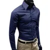 Men de robe Shirt Fashion Couleur solide Businet à manches longues Bouton Collier Top Polyester 240419