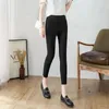 Dżinsowe dżinsy stałe kolor wysokiej talii szczupłowy ołówek dżinsowe spodnie Proste podstawowe legginsy odcinkowe swobodne cienkie kobiety streetwear