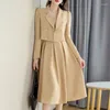 ワークドレスinsozkdg女性服y2k2ピースドレスセット秋の韓国オフィスレディグレイフルブレザータンク衣装ショートスーツジャケット