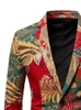 Fashion Red Print Mens Suit 3d Robe à la mode Business Casual Casual Suit Fleur Veste de veste Robe Matel 240426