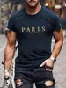 Paris romantischer Stadtbrief Grafikdruck Tees Männer T -Shirt Sommer loser Kleidung Baumwolle Übergröße Tshirt Street Soft Tops 240425