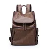 Sırt çantası yüksek kaliteli PU deri erkekler modaya uygun tasarım okul çantası erkekler için su geçirmez dizüstü bilgisayar çantaları büyük kapasiteli seyahat sırt çantaları